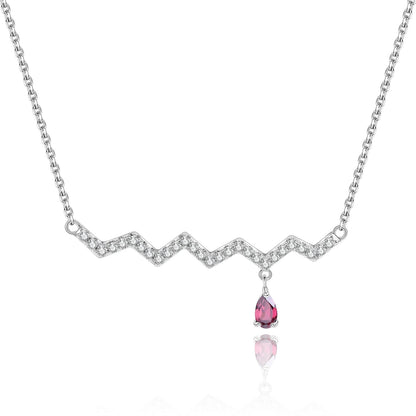 Curved bar necklace with a natural garnet topaz peridot sapphire stone and diamond cz silver bar necklace