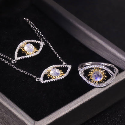 Evil Eye bracelet with a real moonstone silver moonstone bracelet birthstone bracelet