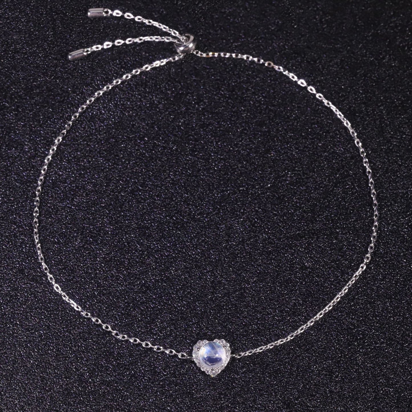 Real moonstone bracelet in a heart shape love bracelet silver moonstone bracelet