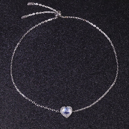 Real moonstone bracelet in a heart shape love bracelet silver moonstone bracelet