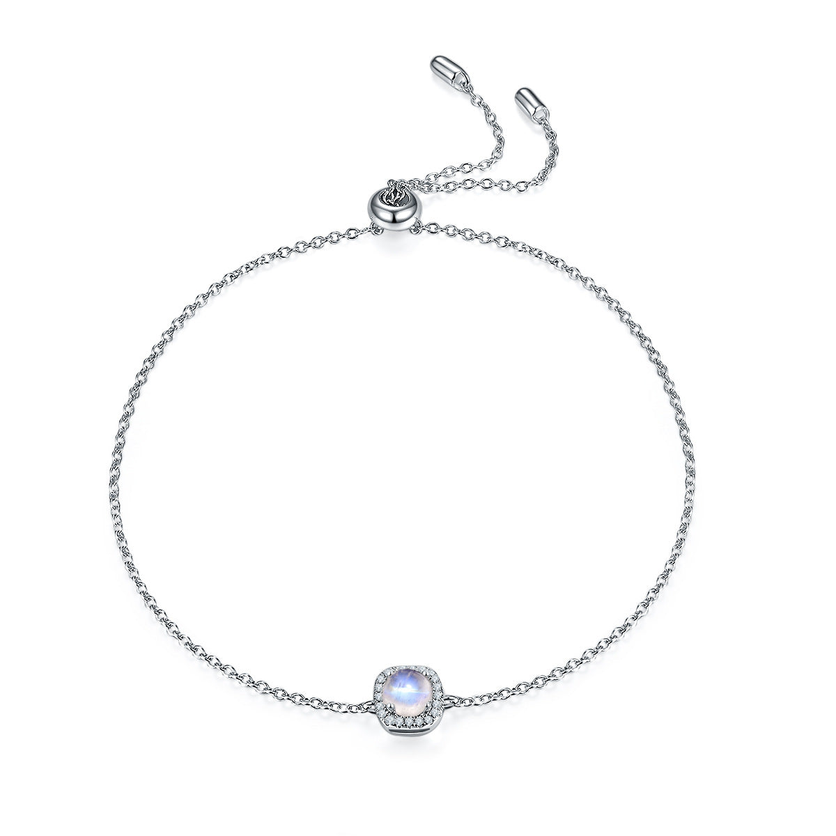 Moonstone bracelet with a round moonstone dainty and classic charm bracelet for women silver bracelet