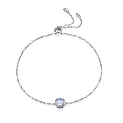 Moonstone bracelet with a round moonstone dainty and classic charm bracelet for women silver bracelet