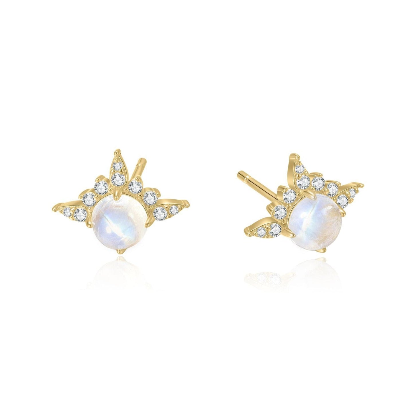 Moonstone stud earrings with natural blue moonstone gold earring studs small earrings