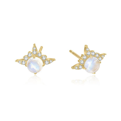 Moonstone stud earrings with natural blue moonstone gold earring studs small earrings