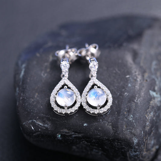 Moonstone teardrop earrings chandelier moonstone earrings moonstone diamond earrings