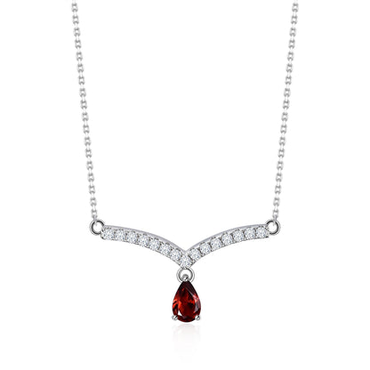 V-shape moonstone necklace curved bar necklace gift for her birthstone necklace