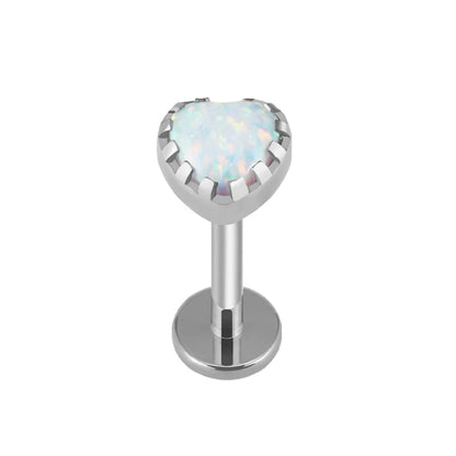 Opal helix stud earring titanium heart-shaped