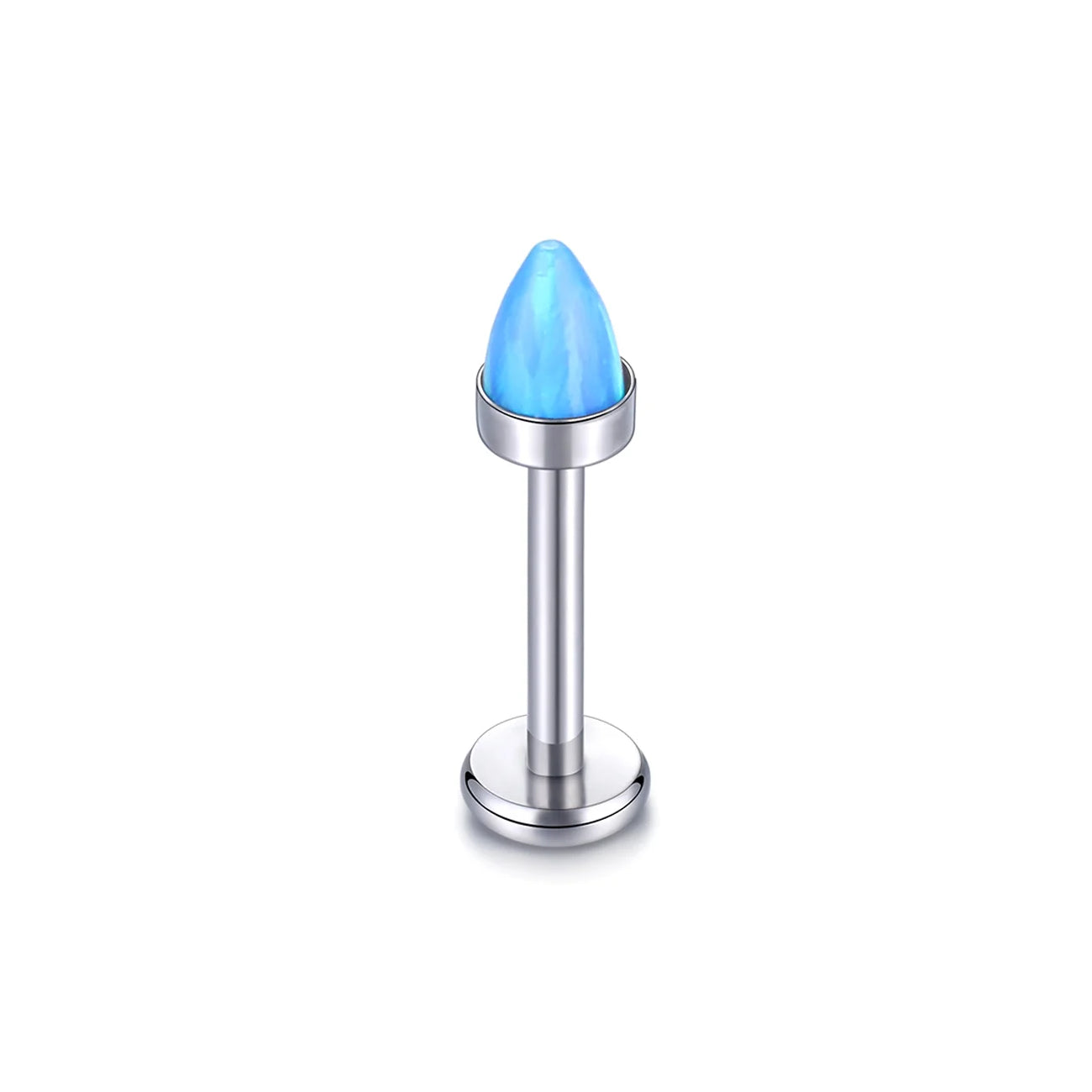Opal nose stud flat back titanium 16G blue opal purple opal white opal earring