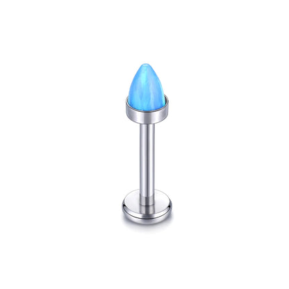 Opal nose stud flat back titanium 16G blue opal purple opal white opal earring