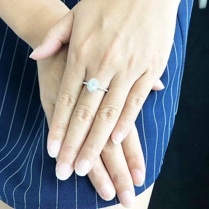 Oval moissanite ring 1 carat sterling silver 10K engagement ring affordable and unique