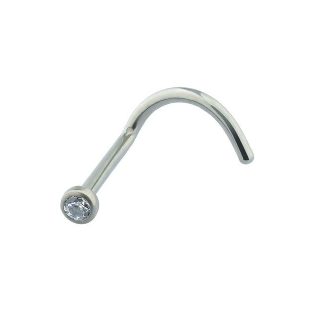 Classy nose piercing stud with CZ titanium 20G