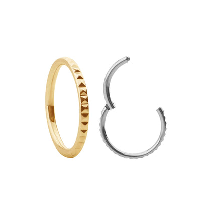 Septum clicker in gold and silver nose ring 16G