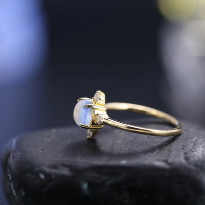 Gold moonstone ring moonstone stackable ring simple engagement ring