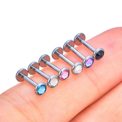 Diamond Monroe piercing with a clear pink purple black blue stone titanium labret stud marilyn monroe lip piercing