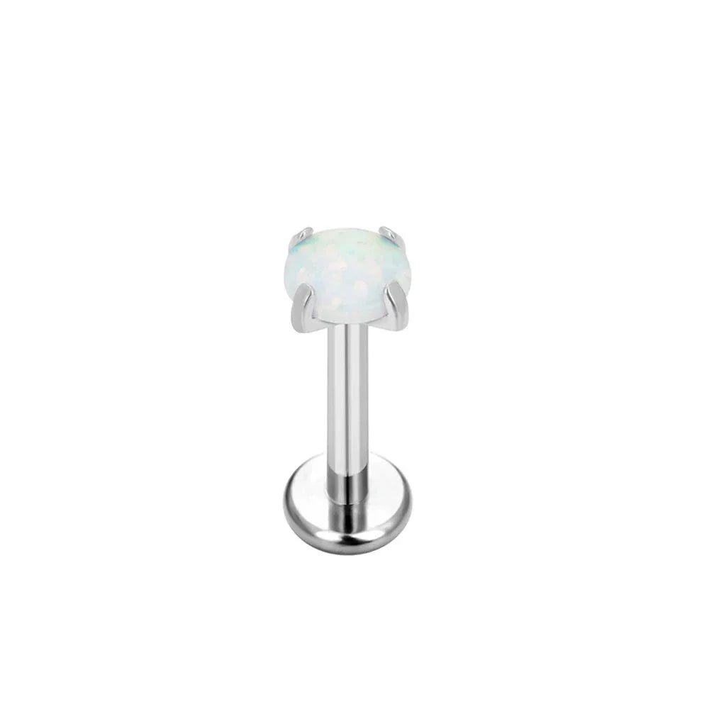 Opal medusa piercing with white blue purple opal cute and tiny titanium lip stud nose stud ear stud