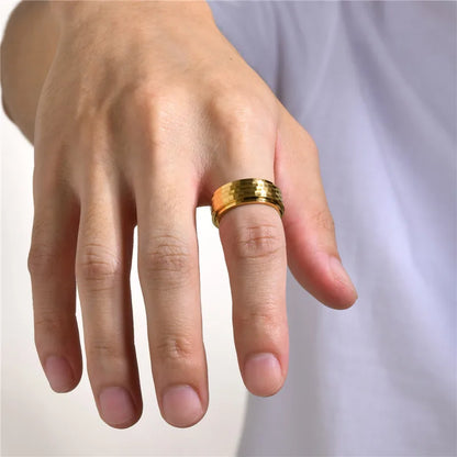 Black stainless steel spinner ring anxiety ring for men