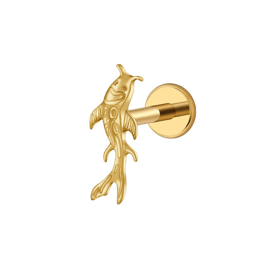 Koi fish stud cute nose studs titanium 16G labret stud earring