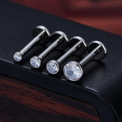 Small monroe piercing with a clear diamond gold monroe piercing titanium labret stud internally threaded