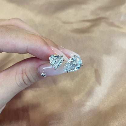 Heart-shaped toi et moi ring pink and red resizable