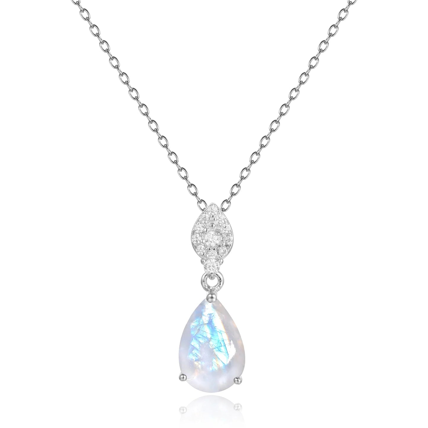 Moonstone necklace in a teardrop shape silver necklace