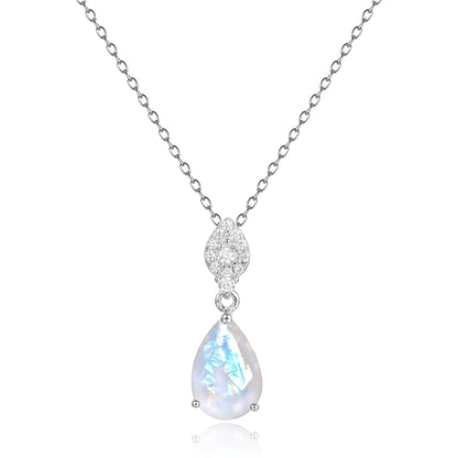Moonstone necklace in a teardrop shape silver necklace