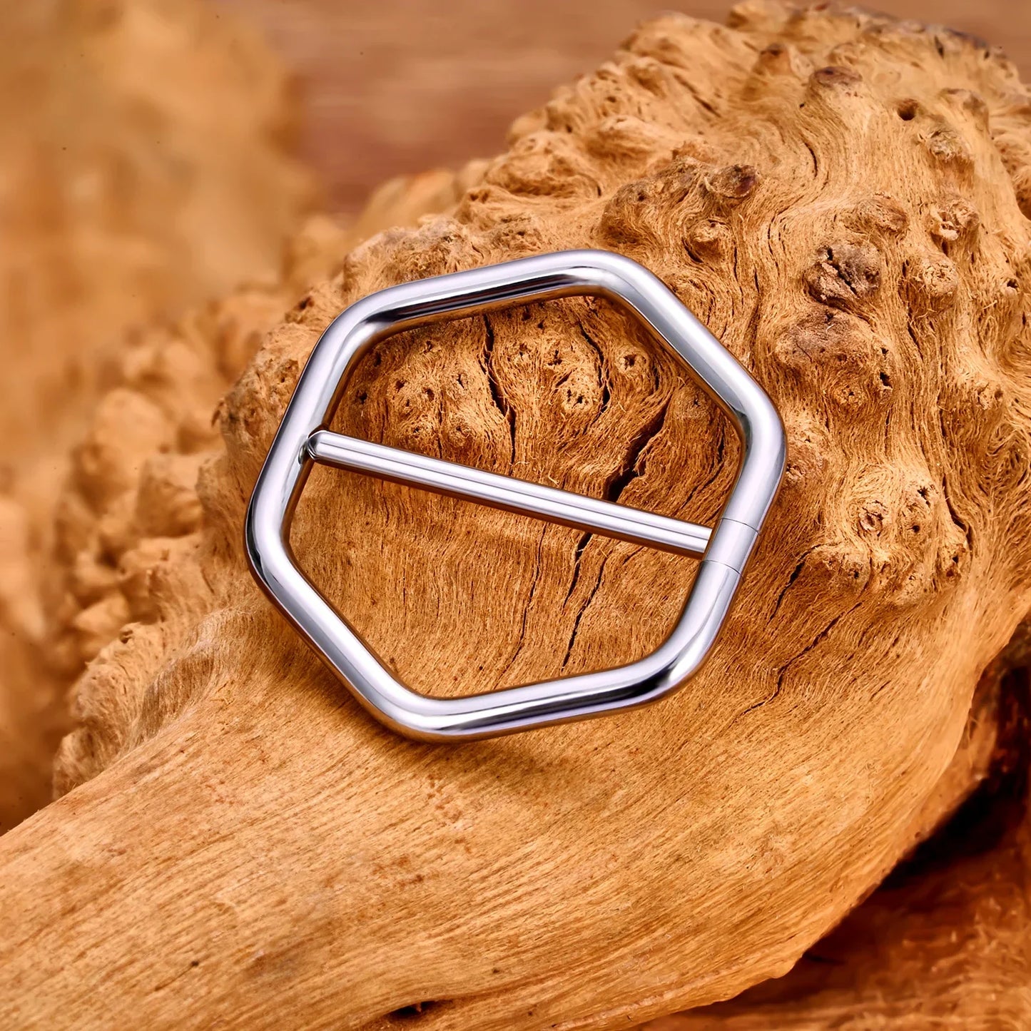 Hexagon nipple piercing titanium nipple ring very unique silver and gold 16G 14mm