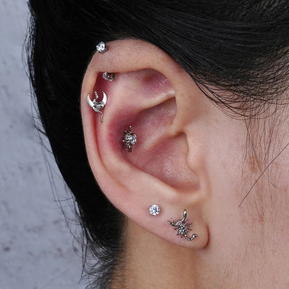 Scorpion nose stud scorpion stud earring helix piercing conch piercing titanium 16G