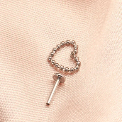 Titanium labret stud heart-shaped 16G