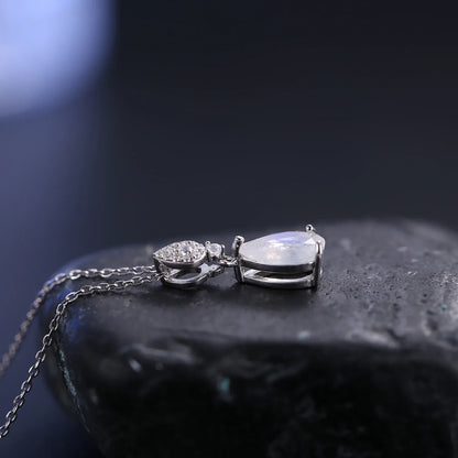 Moonstone necklace in a teardrop shape silver necklace