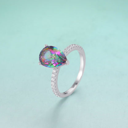 Rainbow quartz ring with a natural rainbow quartz stone