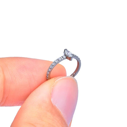 Diamond conch hoop 16 gauge gold conch hoop titanium with a marquise stone in the center 8mm 10mm