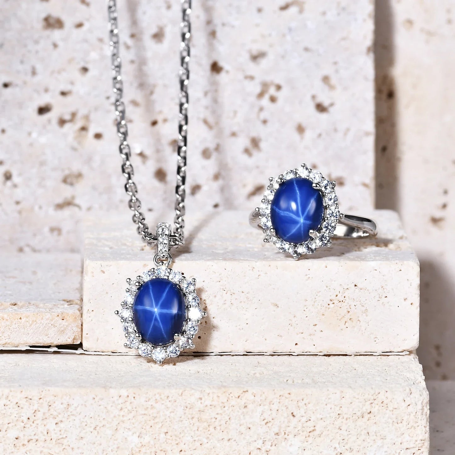 Star sapphire necklace lab-created vintage-style grandma necklace