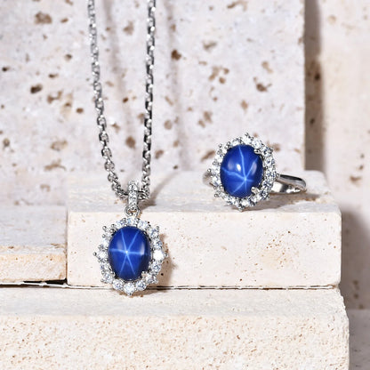 Star sapphire necklace lab-created vintage-style grandma necklace