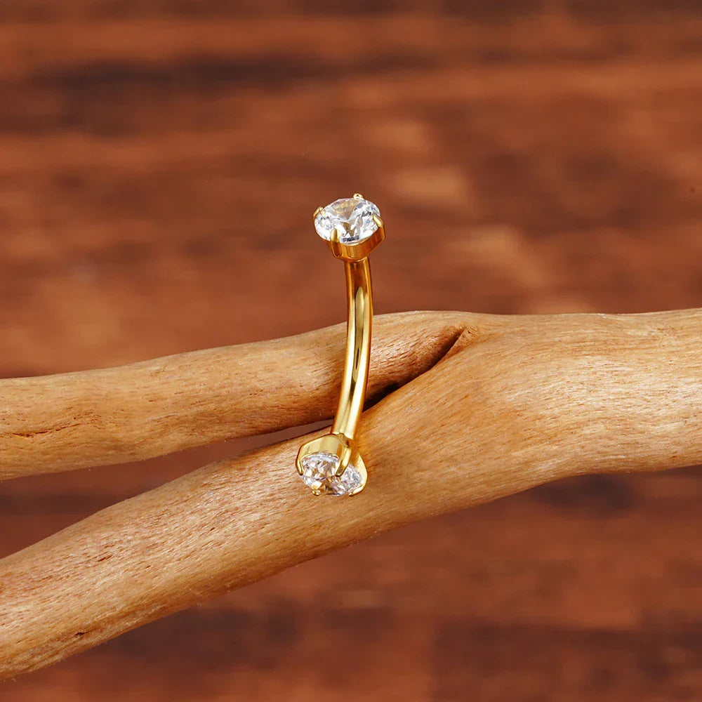 Curved barbell eyebrow piercing 16G 6mm 8mm 10mm titanium diamond eyebrow barbell gold silver