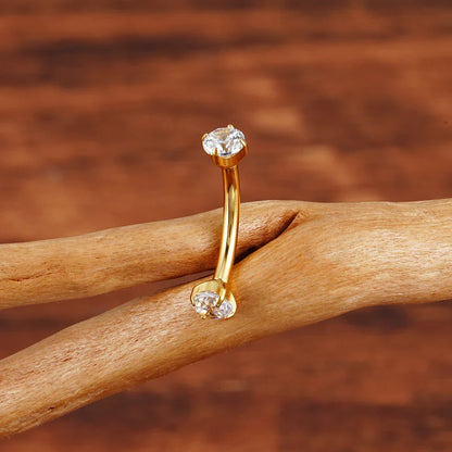 Curved barbell eyebrow piercing 16G 6mm 8mm 10mm titanium diamond eyebrow barbell gold silver