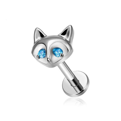 Fox stud titanium fox head stud earrings 16G cute nose studs
