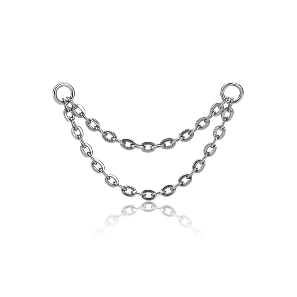 Double nose piercing chain titanium nose chain chain across nose piercing silver