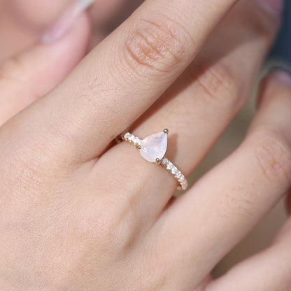 Teardrop moonstone ring sterling silver moonstone promise Ring