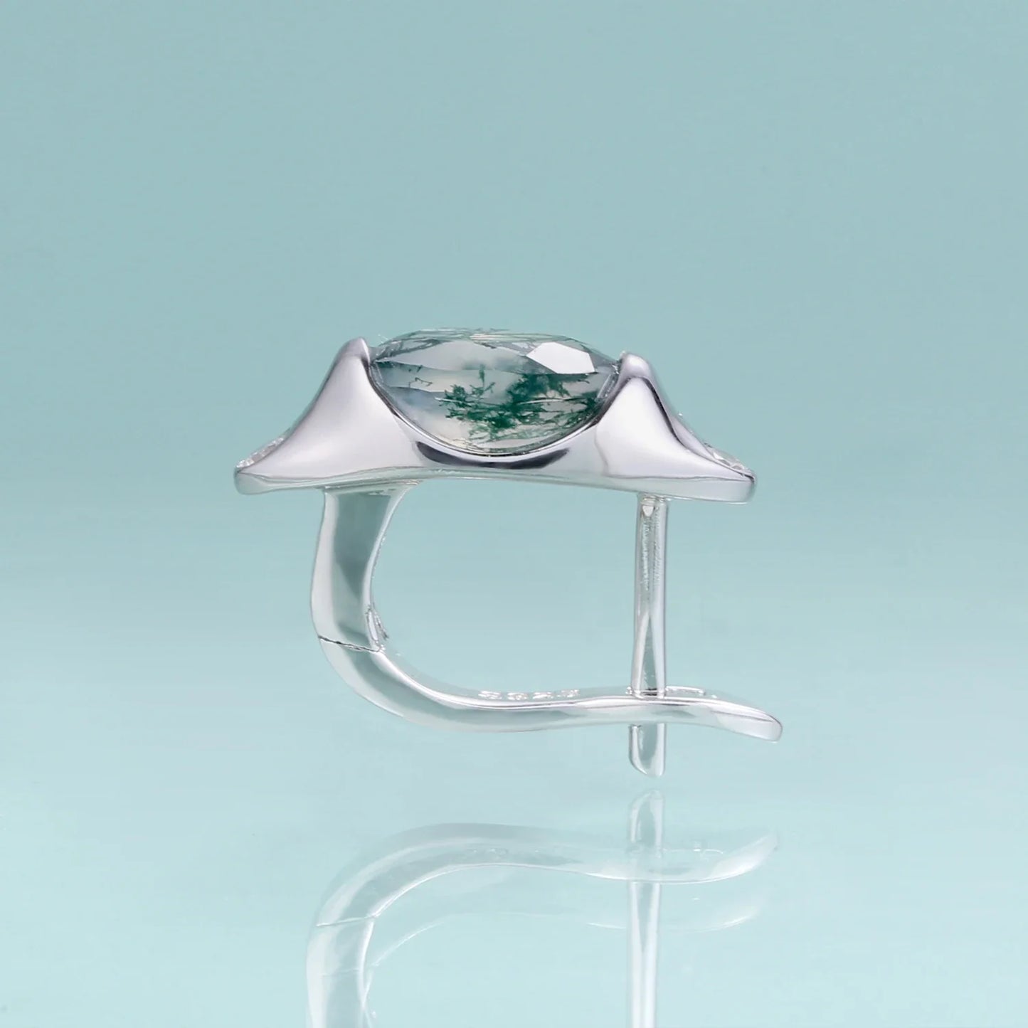 Moss agate hoop earrings vintage-style simple and dainty green earrings