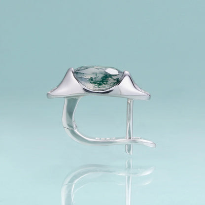 Moss agate hoop earrings vintage-style simple and dainty green earrings
