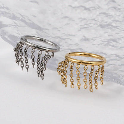 Snug piercing hoop with chains 16G titanium gold silver hinged segment clicker