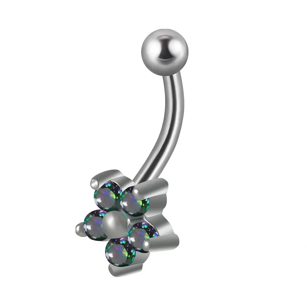 Cute jestrum piercing with clear pink rainbow diamond titanium curved barbell