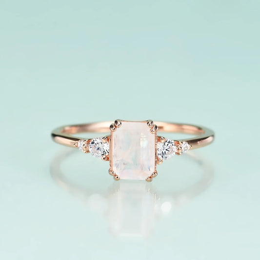 Blue moonstone ring rose gold