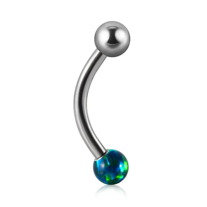 Barbell eyebrow piercing with opal titanium curved barbell