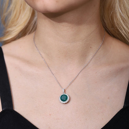 Green agate necklace vintage-style with a round green agate mother's day necklace