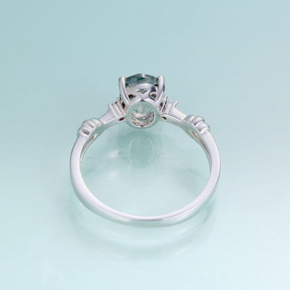 Nature-inspired moss agate engagement ring in silver