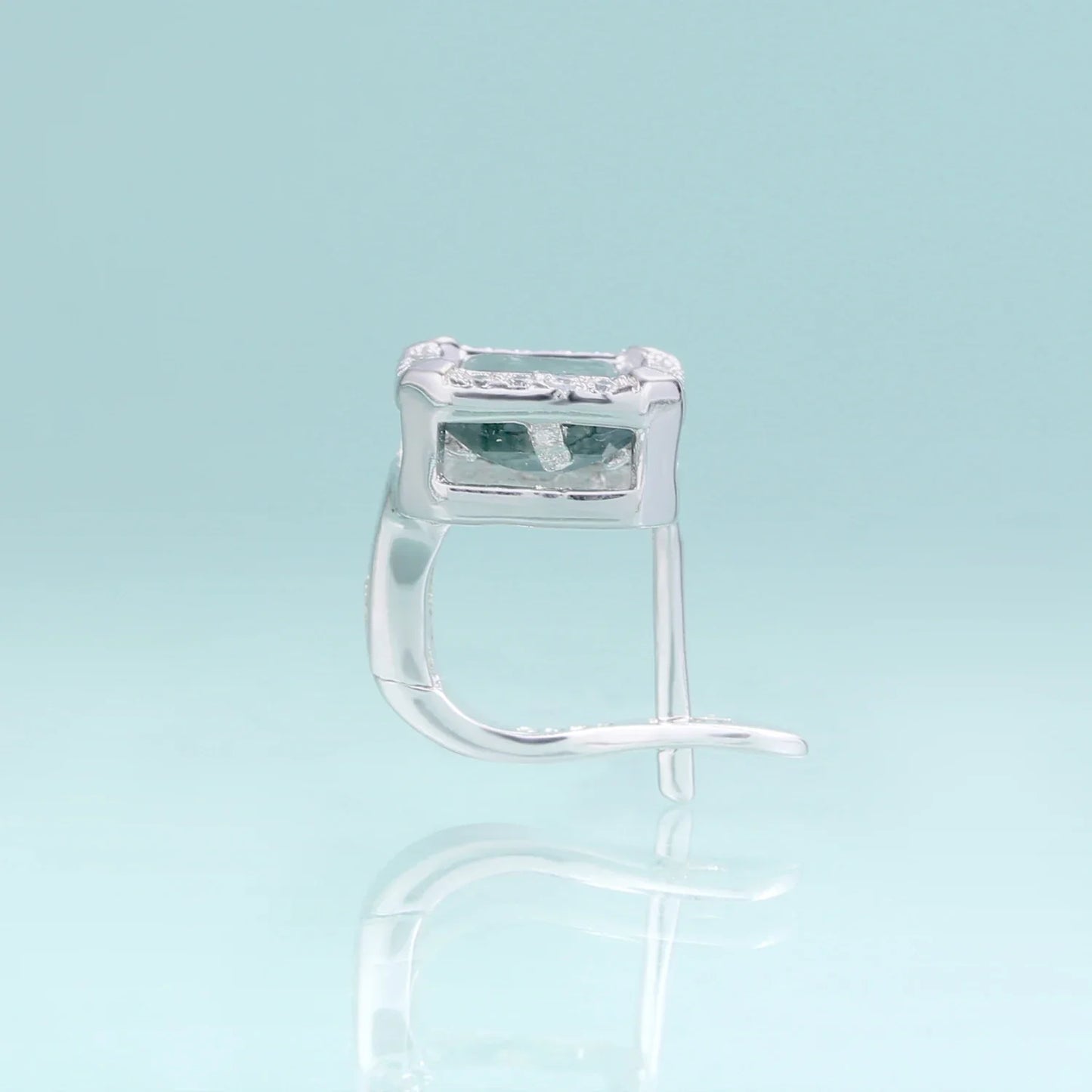 Moss agate earrings with square green moss agate sterling silver earrings