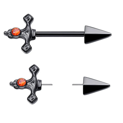 Sword nipple rings black gold silver nipple bars sword nipple jewelry 14G titanium