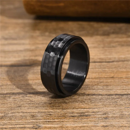 Black stainless steel spinner ring anxiety ring for men