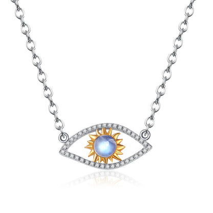 Evil eye moonstone necklace in silver protective necklace